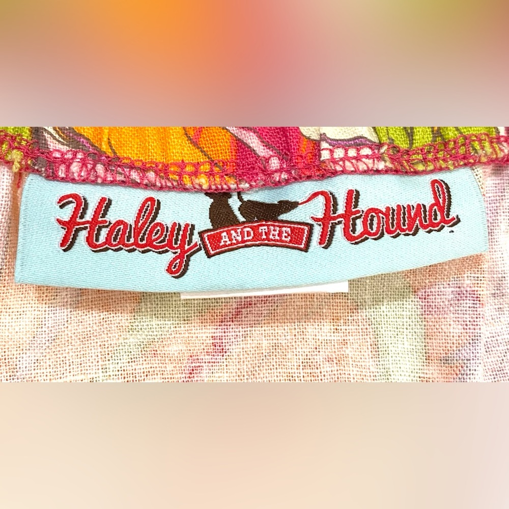 Haley & the Hound Womens XL Orange Floral Top Boho Summer Coastal Preppy Cottage - Picture 12 of 14
